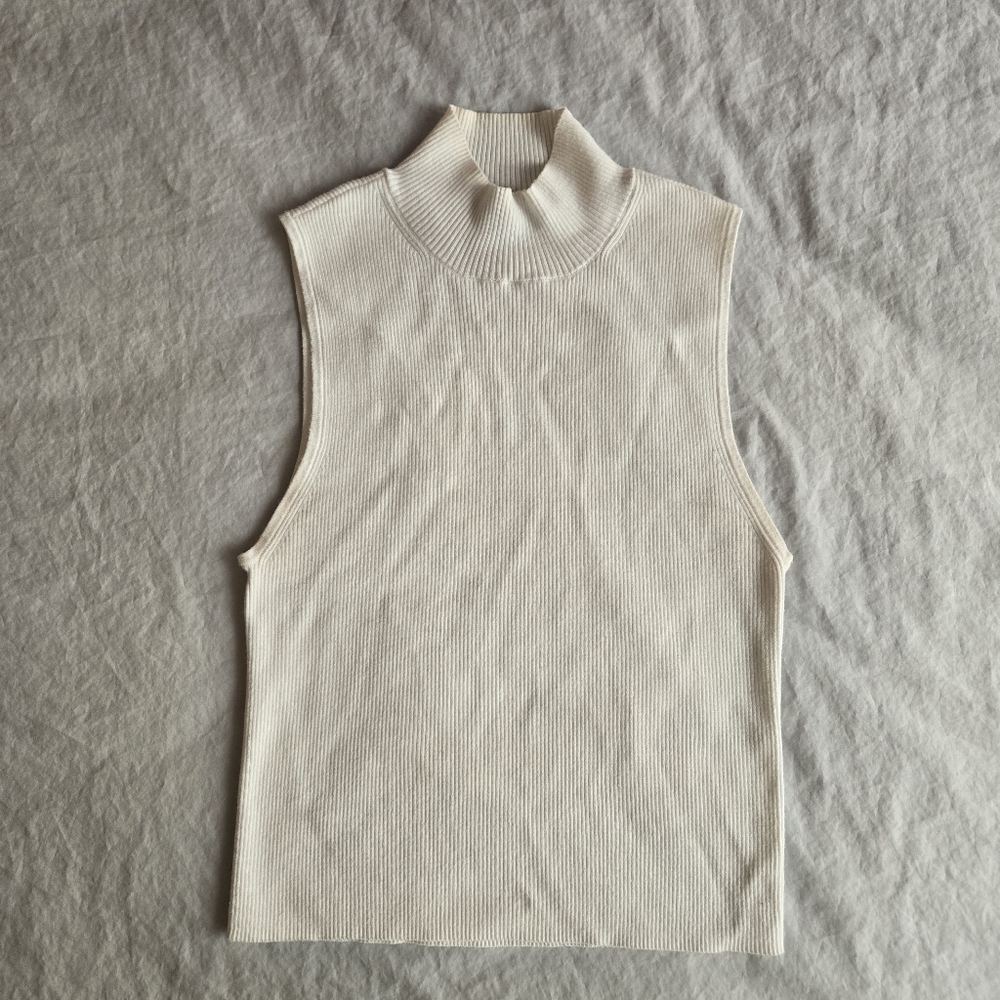 Madewell The Signature Knit Mockneck Sweater Tank sz M Antique Cream